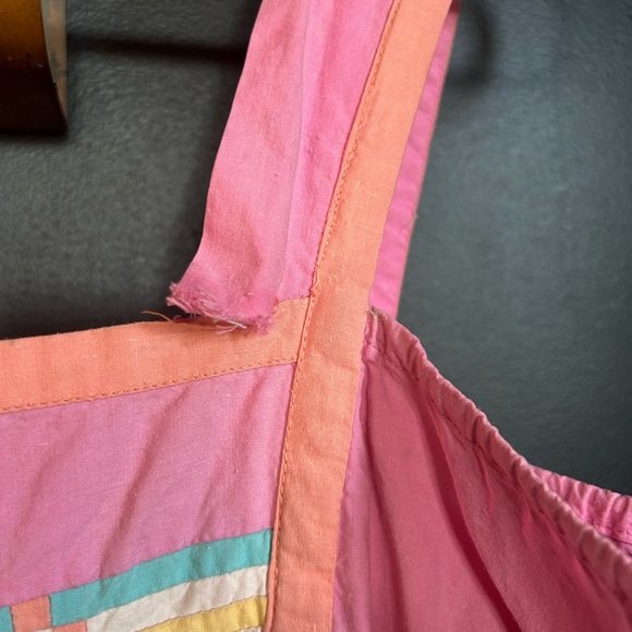 Vintage 80's Boho Southwest Indian Cotton Pink Patchwork Dress Size M - Picture 12 of 16